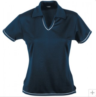 Ladies S/S Polo:Navy/White
